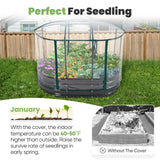 KING BIRD Raised Garden Bed with Cover Galvanized Oval Planter Garden Box Outdoor for Gardening, Flowers, Vegetables 47.2x35.4x11.8inchs