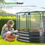 KING BIRD Raised Garden Bed with Cover Galvanized Oval Planter Garden Box Outdoor for Gardening, Flowers, Vegetables 47.2x35.4x11.8inchs