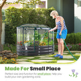 KING BIRD Raised Garden Bed with Cover Galvanized Oval Planter Garden Box Outdoor for Gardening, Flowers, Vegetables 47.2x35.4x11.8inchs