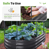 KING BIRD Raised Garden Bed with Cover Galvanized Oval Planter Garden Box Outdoor for Gardening, Flowers, Vegetables 47.2x35.4x11.8inchs