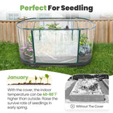KING BIRD Raised Garden Bed with Cover Galvanized Oval Planter Garden Box Outdoor for Gardening, Flowers, Vegetables 47.2x35.4x11.8inchs
