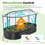 KING BIRD Raised Garden Bed with Cover Galvanized Oval Planter Garden Box Outdoor for Gardening, Flowers, Vegetables 47.2x35.4x11.8inchs