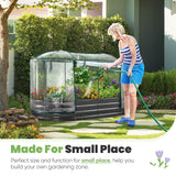 KING BIRD Raised Garden Bed with Cover Galvanized Oval Planter Garden Box Outdoor for Gardening, Flowers, Vegetables 47.2x35.4x11.8inchs
