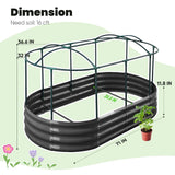 KING BIRD Raised Garden Bed with Cover Galvanized Oval Planter Garden Box Outdoor for Gardening, Flowers, Vegetables 47.2x35.4x11.8inchs