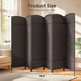 JOSTYLE Rattan Room Divider, 6-Panel Folding Privacy Screen 6ft. Extra Wide