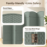 JOSTYLE Rattan Room Divider, 6-Panel Folding Privacy Screen 6ft. Extra Wide