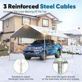 Quictent 10x15 ft Heavy Duty Car Canopy Galvanized Frame Carport Outdoor Shelter, Gray