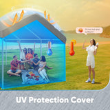 Quictent 10x20 ft Carport Replacement Tarp Canopy Top Cover with Valance and Bungee Balls, Gray