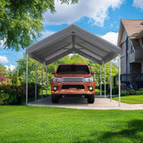 Quictent 10x20 ft Heavy Duty Carport Canopy Galvanized Car Tent with Reinforced Structure & Hanging Edge, Gray