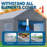 Quictent 10x20 ft Heavy Duty Carport, Outdoor Garage Canopy Tent with Roll-up Ventilated Windows & Sidewalls, Gray