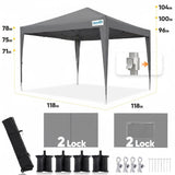 Quictent Privacy 10x10 Pop Up Canopy with 4 Sidewalls & Mesh Windows, Gray
