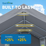 Quictent 12x20 ft Heavy Duty Carport, Outdoor Garage Canopy Tent with Roll-up Ventilated Windows & Sidewalls, Gray