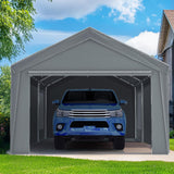 Quictent 12x20 ft Heavy Duty Carport, Outdoor Garage Canopy Tent with Roll-up Ventilated Windows & Sidewalls, Gray