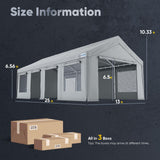 Quictent Heavy Duty 13x25 ft Carports with Side Zipper Doors, Gray