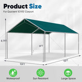 Quictent 10x15 ft Heavy Duty Car Canopy Galvanized Frame Carport Outdoor Shelter, Green