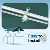 Quictent 10x20 ft Carport Replacement Tarp Canopy Top Cover with Bungee Balls, Green
