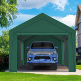 Quictent 10x20 ft Heavy Duty Carport, Outdoor Garage Canopy Tent with Roll-up Ventilated Windows & Sidewalls, Green