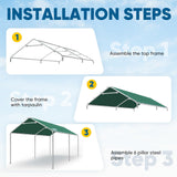 Quictent 10x20 ft Heavy Duty Carport Canopy Galvanized Car Tent with Reinforced Structure, Green