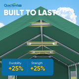 Quictent 12x20 ft Heavy Duty Carport, Outdoor Garage Canopy Tent with Roll-up Ventilated Windows & Sidewalls, Green