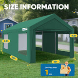 Quictent 12x20 ft Heavy Duty Carport, Outdoor Garage Canopy Tent with Roll-up Ventilated Windows & Sidewalls, Green