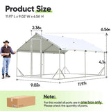 Quictent Advanced Series 12x9x6.6ft Metal Chicken Coop Run with Side Hardware Cloth, Walk-in Outdoor Poultry Cage Heavy Duty Predator Proof Hen Duck Rabbit Farm House, Waterproof Anti-UV Cover