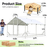 Quictent Large Metal Chicken Coop Run for 20+ Poultry with Beige Nest Box, Side Hardware Cloth & Cover, Advanced Series Outdoor Walk-in Cage Hen Duck Rabbit Dog Pen Yard Farm House, 12x9x6.6FT