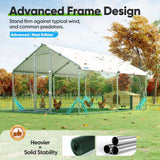 Quictent Large Metal Chicken Coop Run for 20+ Poultry with Beige Nest Box, Side Hardware Cloth & Cover, Advanced Series Outdoor Walk-in Cage Hen Duck Rabbit Dog Pen Yard Farm House, 12x9x6.6FT