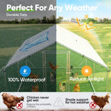 Quictent Advanced Series 12x9x6.6ft Metal Chicken Coop Run with Climbing Ladder, Walk-in Outdoor Poultry Cage Heavy Duty Predator Proof Hen Duck Rabbit Farm House, Waterproof Anti-UV Cover