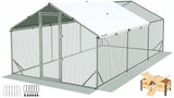 Quictent Large Metal Chicken Coop Run for 30+ Poultry with Beige Nest Box, Side Hardware Cloth & Cover, Advanced Series Outdoor Walk-in Cage Hen Duck Rabbit Dog Pen Yard Farm House, 18x9x6.6FT