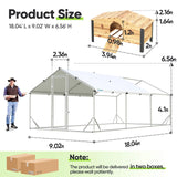 Quictent Large Metal Chicken Coop Run for 30+ Poultry with Beige Nest Box, Side Hardware Cloth & Cover, Advanced Series Outdoor Walk-in Cage Hen Duck Rabbit Dog Pen Yard Farm House, 18x9x6.6FT