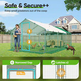 Quictent Large Metal Chicken Coop Run for 30+ Poultry with Beige Nest Box, Side Hardware Cloth & Cover, Advanced Series Outdoor Walk-in Cage Hen Duck Rabbit Dog Pen Yard Farm House, 18x9x6.6FT