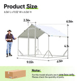 Quictent Advanced Series 6.6x9x6.6ft Metal Chicken Coop Run with Side Hardware Cloth, Walk-in Outdoor Poultry Cage Heavy Duty Predator Proof Hen Duck Rabbit Farm House, Waterproof Anti-UV Cover