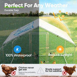 Quictent Advanced Series 6.6x9x6.6ft Metal Chicken Coop Run with Side Hardware Cloth, Walk-in Outdoor Poultry Cage Heavy Duty Predator Proof Hen Duck Rabbit Farm House, Waterproof Anti-UV Cover