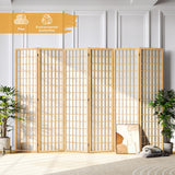 JOSTYLE 6ft Japanese Room Divider Wall, 6-Panel Shoji Privacy Screen 104" W Nature-Wood