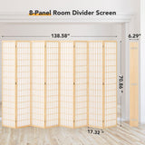JOSTYLE 6ft Japanese Room Divider Wall, 8-Panel Shoji Privacy Screen 138" W Nature-Wood