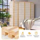 JOSTYLE 6ft Japanese Room Divider Wall, 8-Panel Shoji Privacy Screen 138" W Nature-Wood