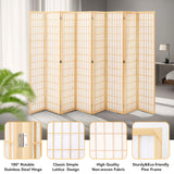 JOSTYLE 6ft Japanese Room Divider Wall, 8-Panel Shoji Privacy Screen 138" W Nature-Wood