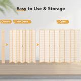 JOSTYLE 6ft Japanese Room Divider Wall, 8-Panel Shoji Privacy Screen 138" W Nature-Wood