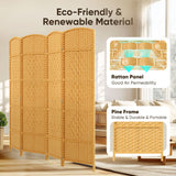 JOSTYLE Rattan Room Divider, 4-Panel Folding Privacy Screen 6ft. Extra Wide
