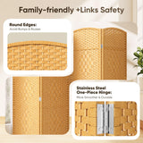 JOSTYLE Rattan Room Divider, 4-Panel Folding Privacy Screen 6ft. Extra Wide