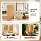JOSTYLE Rattan Room Divider, 4-Panel Folding Privacy Screen 6ft. Extra Wide
