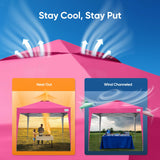 Quictent 10x10FT Pop Up Canopy Tent Without Sidewall | Instant Setup Gazebo for 1 Person, Pink