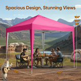 Quictent 10x10FT Pop Up Canopy Tent Without Sidewall | Instant Setup Gazebo for 1 Person, Pink