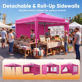 Quictent Pop up Canopy Tent 10'x10' with 4 Detachable Window Sidewalls, Pink