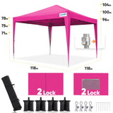 Quictent Privacy 10x10 Pop Up Canopy with 4 Sidewalls & Mesh Windows, Pink