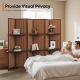 JOSTYLE Bamboo Room Divider with Shelves, 6-Panel Privacy Screen,67"H 96"W Browm