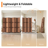 JOSTYLE Bamboo Room Divider with Shelves, 6-Panel Privacy Screen,67"H 96"W Browm