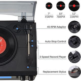 ORCC Vinyl Record Player with Speakers, Turntable CD Player Combo,Retro Black