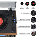 ORCC Vinyl Record Player with Speakers, Turntable CD Player Combo,Retro Brown