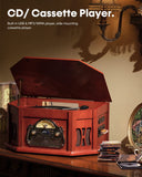 ORCC 10-in-1 Record Player, Nostalgic Turntable for Vinyl Record with Bluetooth, 2 Built-in Speakers, CD, Cassette, USB,Rosewood
